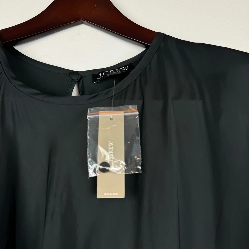 J. Crew Drapey Satiny Fabric Lightweight Short Sleeve Top Black Size 3X NWT - Picture 5 of 7